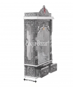 Home Pooja Wooden Mandir with White Oxidized Plated Puja Temple- 25-Open